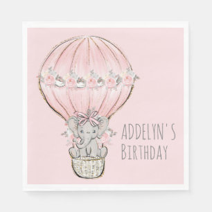 Elefantenprinzessin Heißluftballon Mädchen Geburts Serviette