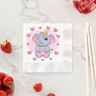 Elefantenprinzessin niedlicher Cartoon mit rosa He Serviette