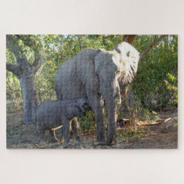 Elefantenpuzzle und Mama 20 x 30 Jigsaw Puzzle