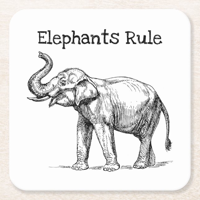 Elefantenregel Rechteckiger Pappuntersetzer (Vorderseite)