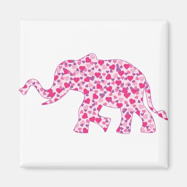 Elefantenrosa und Lila Herzen Magnet (Vorne)