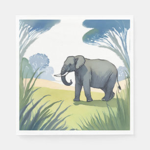 Elefantensafari   Wunderschöne Natur Aquarell  Serviette