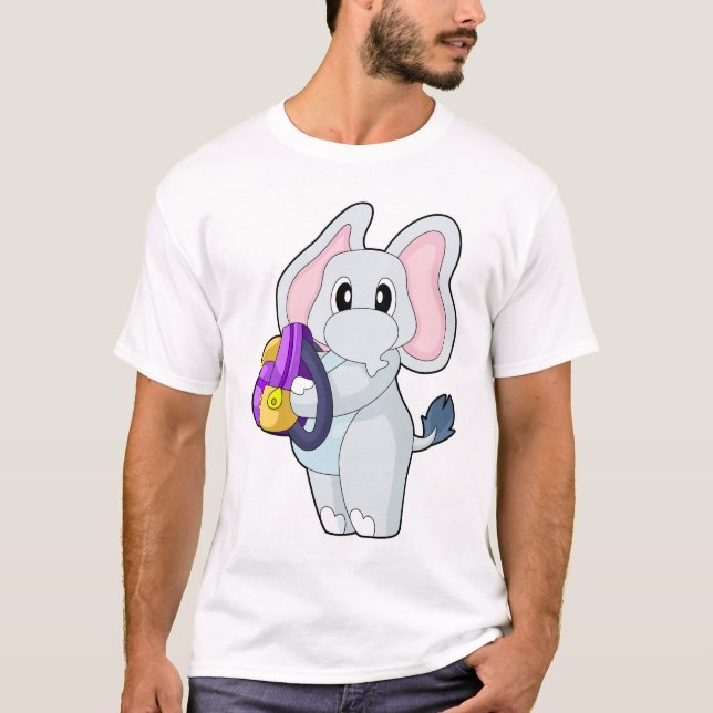 Elefantenschüler-Rucksack-Schule T-Shirt (Vorderseite)