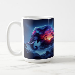 Elefantensilhouette Lebendiger Sonnenuntergang Saf Kaffeetasse