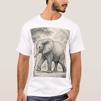 Elefantenskizze zu Fuß - Art der Natur T-Shirt