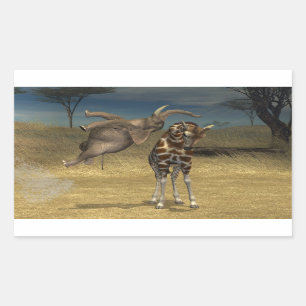 Elefantensprünge über Giraffe Rechteckiger Aufkleber