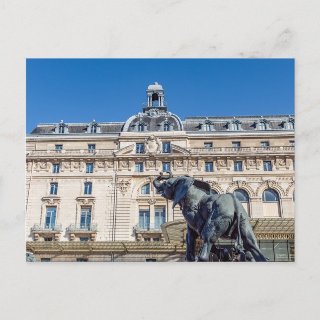 Elefantenstatue außerhalb des Museums d'Orsay in P Postkarte (Vorderseite)