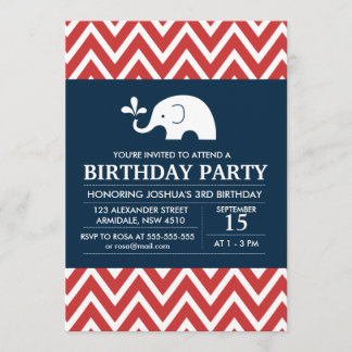 Elefantenthema Geburtstagsjunge Party Einladung