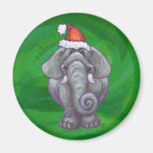 Elefantenweihnacht auf Grün Magnet