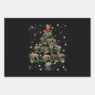 Elefantenweihnachtsbaum mit leuchtendem Licht Geschenkpapier Set