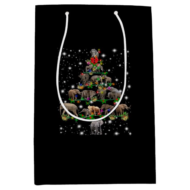 Elefantenweihnachtsbaum mit leuchtendem Licht Mittlere Geschenktüte (Vorderseite)