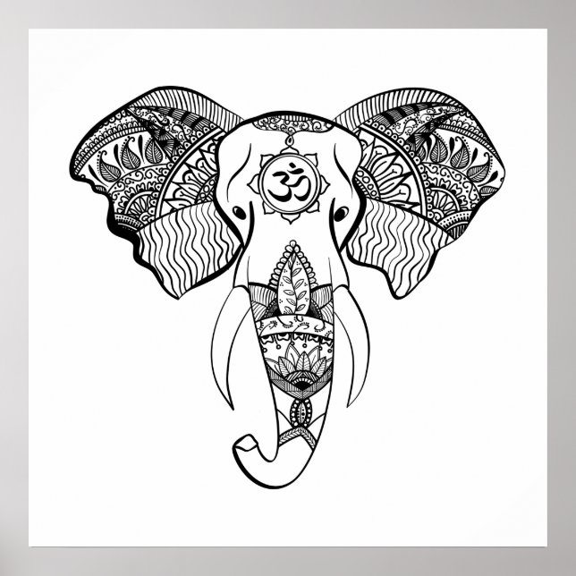 Elefantenzeile zeichnend poster (Vorne)