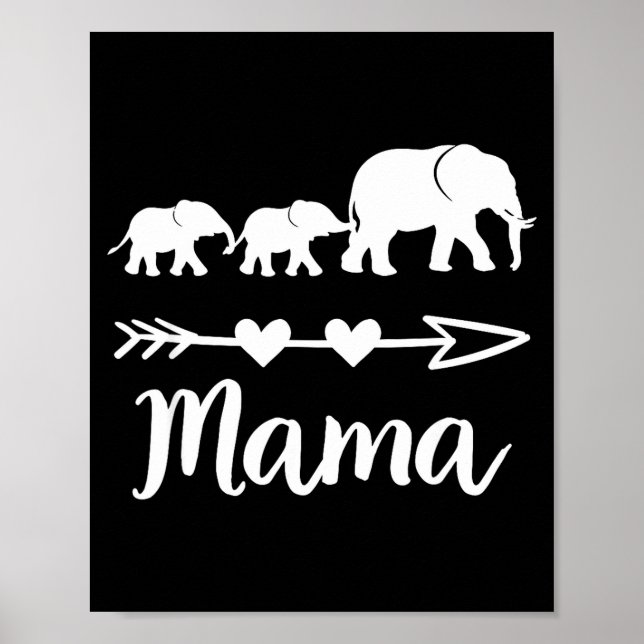 Elefantin mit 2 Babys Kindern Mutter von zwei süße Poster (Vorne)