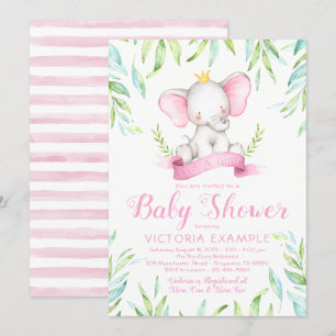 Elefantinnen-Prinzessin-Baby-Party-Einladungen Einladung