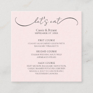 Elegamt Blush Pink Wedding Menu Karte
