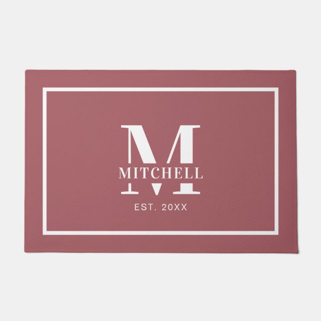 Elegan Mit Monogramm Dusty Button Custom Familienn Fußmatte (Vorderseite)