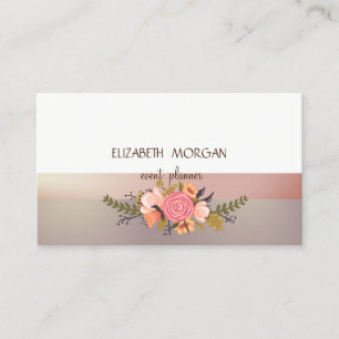 Elegan Modern Pink Strip, Aquarell Blume Visitenkarte