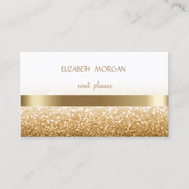 Elegan Modern Simple Glittery Bokeh ,Gold Streifen Visitenkarte (Vorderseite)