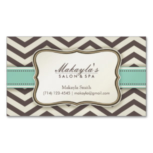 Elegan modernes braunes Chevron-Muster, Grün und B Magnetische Visitenkarte