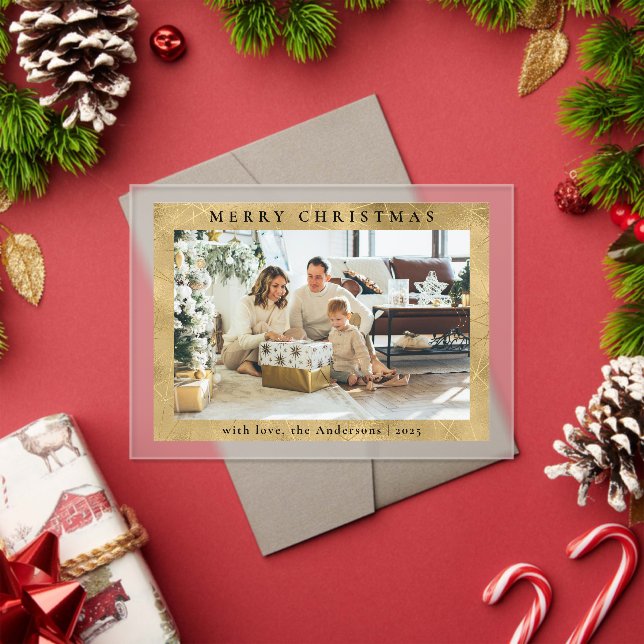 Elegan Stylish Faux Gold | Photo Christmas Card Acryleinladungen (Insitu (Feiertag))