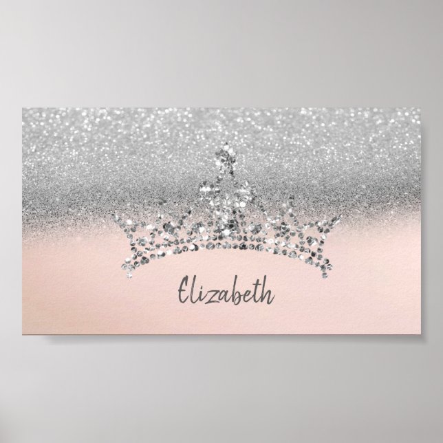 Elegan Trendy Silver Glitzer Tiara Poster (Vorne)