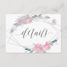 Elegan Watercolor Floral Geometric Wedding Details Einladung