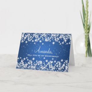Eleganbe Be My Bridesmaid Winter Sparkle Blue Einladung