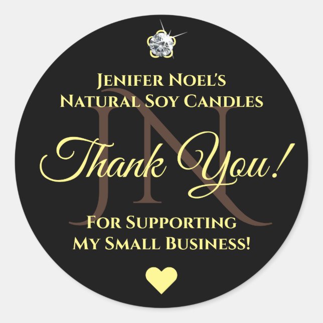 EleganBlack and Yellow Vielen Dank, Kristall Glam Runder Aufkleber (Vorderseite)