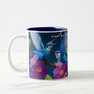 EleganBlue Lila Funny Hummingbird Monogram Zweifarbige Tasse