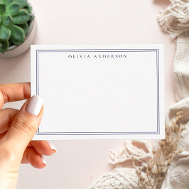 EleganBlue Two Border Minimalistisch Monogram Name Mitteilungskarte