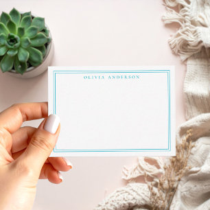 EleganBlue Two Border Minimalistisch Monogram Name Mitteilungskarte