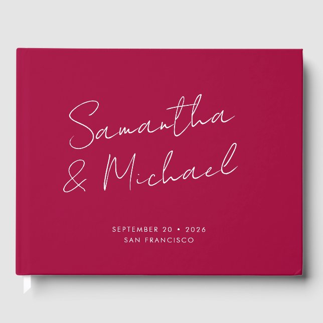 EleganBold Fuchsia Pink Script Custom Wedding Gästebuch (Vorderseite)