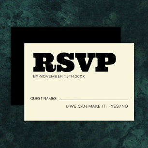EleganBold UAWG Typografy Black Ecru Wedding RSVP Karte
