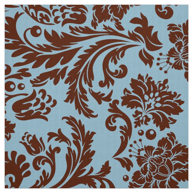 Eleganbraun & hellblauer Damaskus Stoff (Muster)