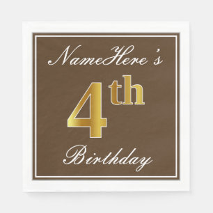 Eleganbraun, Imitate Gold 4. Geburtstag; Individue Serviette