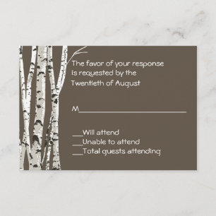 Eleganbraun mit Birch Trees Wedding RSVP Card Karte