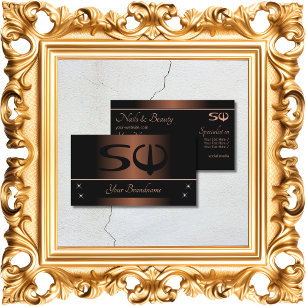 Eleganbraun und schwarz mit Initialen Beruflich Visitenkarte