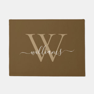 Eleganbraun-White-Monogram-Skriptname Fußmatte