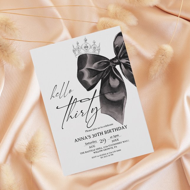 Elegance Black Bow 30th Birthday Einladung (Von Creator hochgeladen)