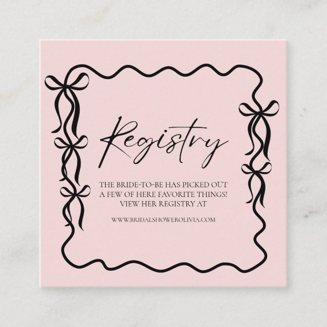 Elegance Black Bow Brautparty Begleitkarte (Vorderseite)