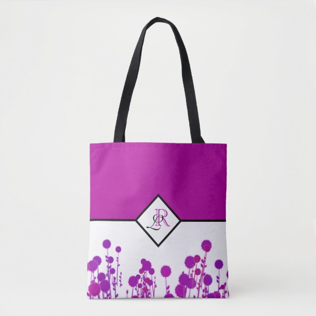 Elegance Blooms: Personalisierte Monogramm-Tasche (Vorderseite)