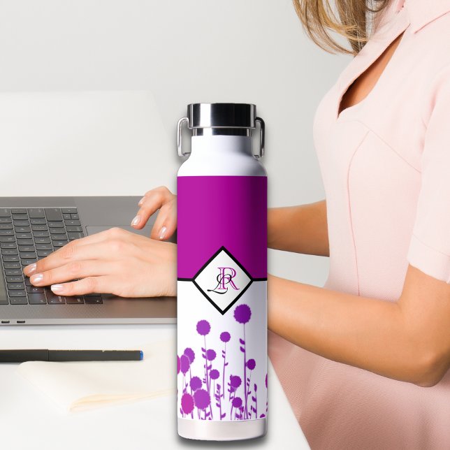 Elegance Blooms: Personalisiertes Monogramm Trinkflasche (Von Creator hochgeladen)