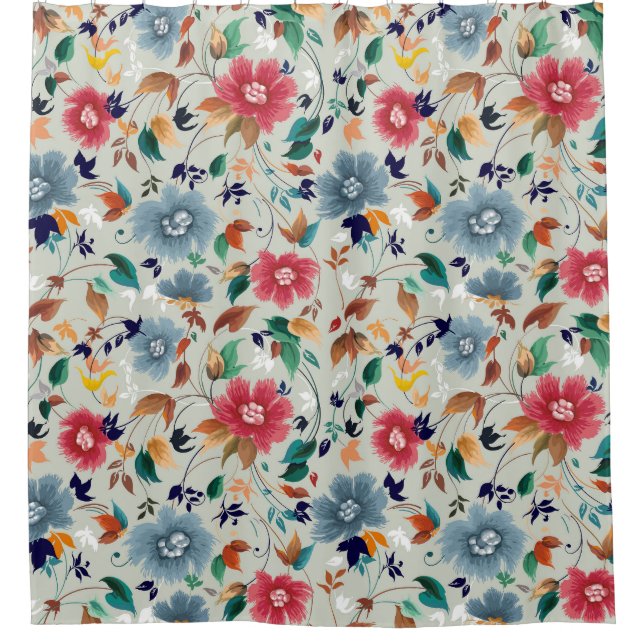 Elegance Blooms: Vintager Hintergrund Duschvorhang (Vorderseite)
