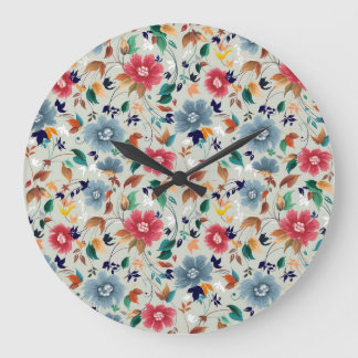 Elegance Blooms: Vintager Hintergrund Große Wanduhr