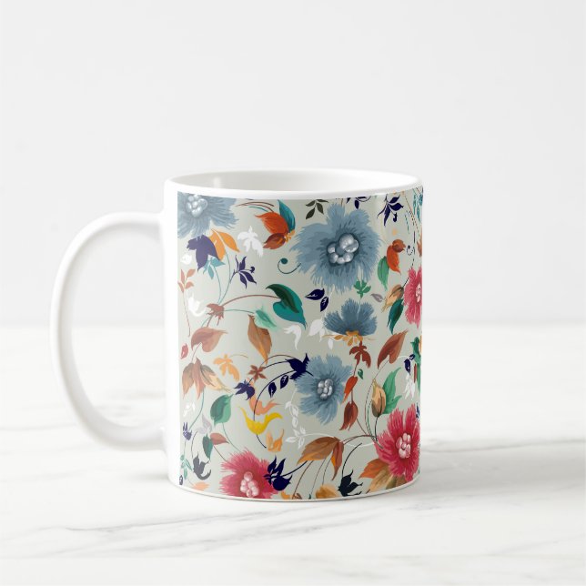 Elegance Blooms: Vintager Hintergrund Kaffeetasse (Links)