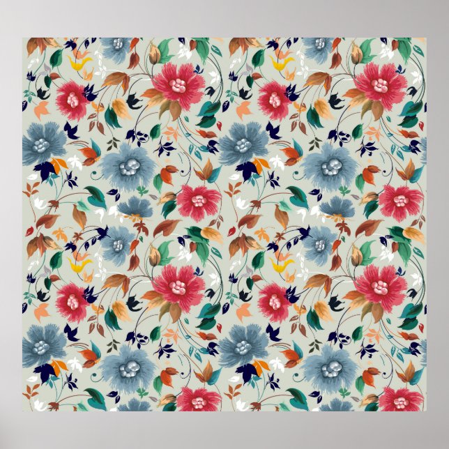 Elegance Blooms: Vintager Hintergrund Poster (Vorne)