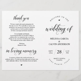 Elegance Classy Wedding Zeremony Foldable Programm