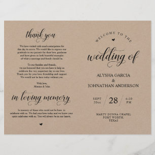 Elegance Classy Wedding Zeremony Foldable Programm