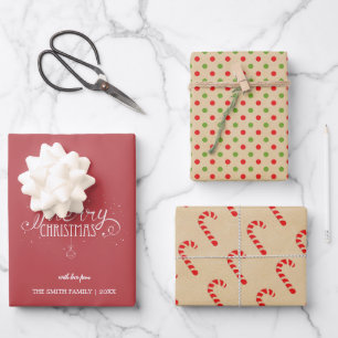 Elegance Custom Merry Weihnachts-Weihnachtsmuster Geschenkpapier Set