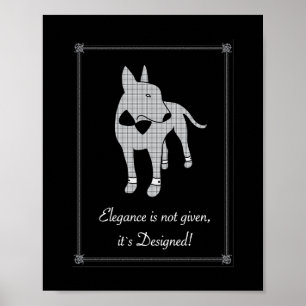 Elegance English Bull Terrier Black Krawatte Art Poster